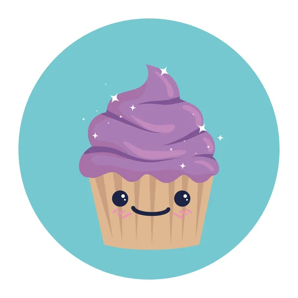 Geïsoleerde cupcake dessert cartoon vector ontwerp — Stockvector