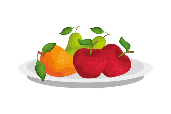 Απομονωμένη πλάκα με τα φρούτα διανυσματικό σχεδιασμό — Διανυσματικό Αρχείο