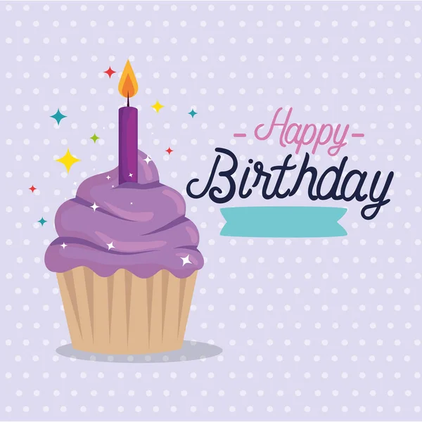 Happy Birthday cupcake vector design — Stock Vector