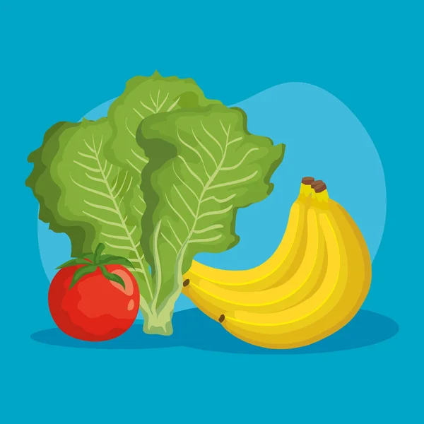 Frutas e legumes ícone conjunto design vetorial — Vetor de Stock