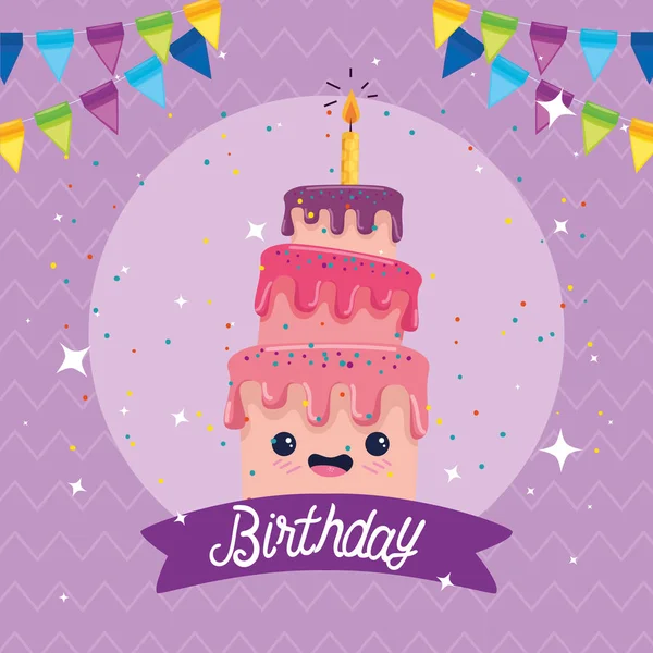 Happy Birthday cake cartoon vector design — Stock Vector