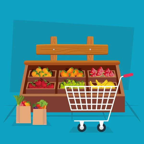Fruits and vegetables shop vector design — Stock Vector