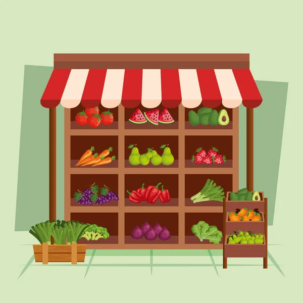 Meyve ve sebze mağaza vektör tasarımı — Stok Vektör