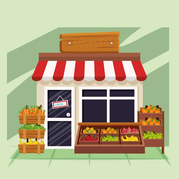 Fruits and vegetables shop vector design — Stock Vector