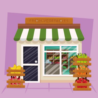 Meyve ve sebze mağaza vektör tasarımı
