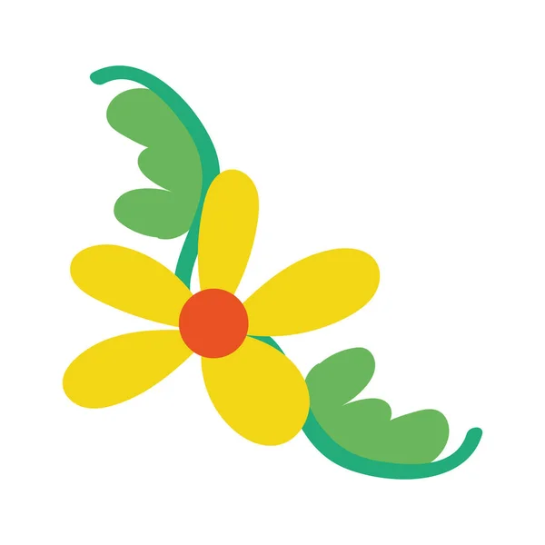 Mooie bloemen en bladeren tuin decoratieve pictogram — Stockvector
