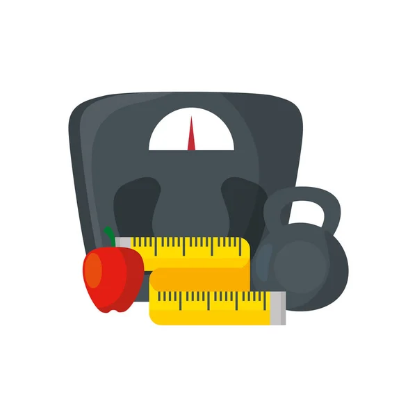 Balance mesurer le poids avec des icônes ensemble — Image vectorielle