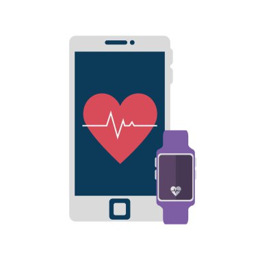 Akıllı telefon izole edilmiş simgesi ile akıllı twatch sporu