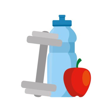 Şişe su ve elmalı dambıl