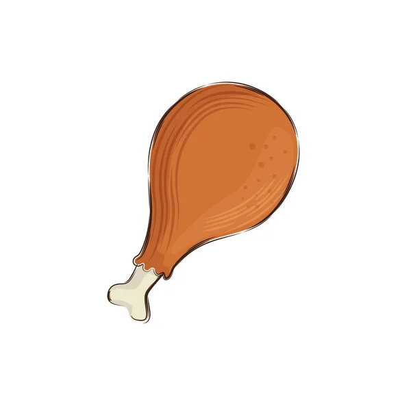 Csirke finom étel izolált ikon — Stock Vector