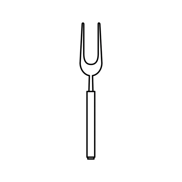 Vork barbecue bestek gereedschap lijn stijl pictogram — Stockvector