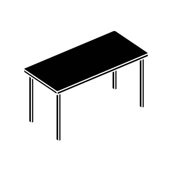 Silhouet van tafelrechthoekig meubilair geïsoleerd pictogram — Stockvector