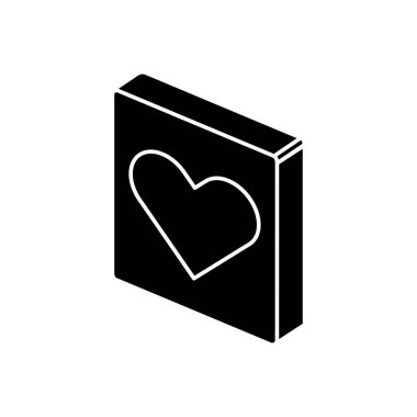 İzole edilmiş izometrik kalp vektör tasarımı