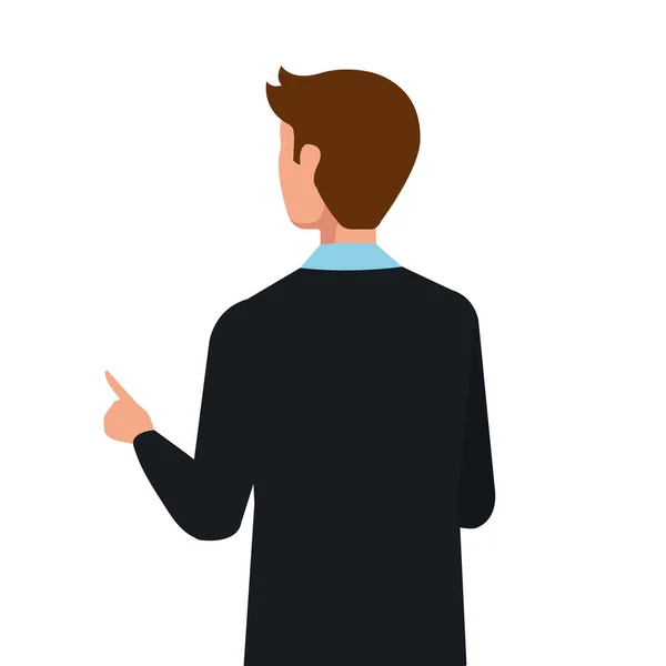 Terug zakenman elegante avatar karakter pictogram — Stockvector