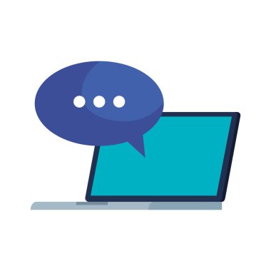 dizüstü bilgisayarınızla konuşma balonu izole simgesinin