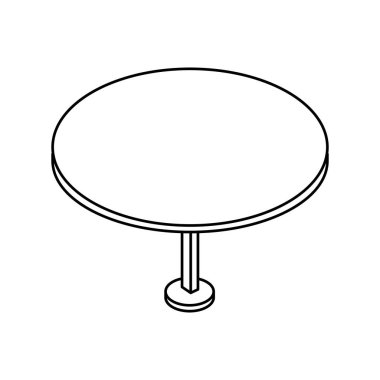 tablo yuvarlak mobilya çizgisi tarzı simgesi