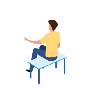 Genç adam avatarı karakter simgesi oturuyor