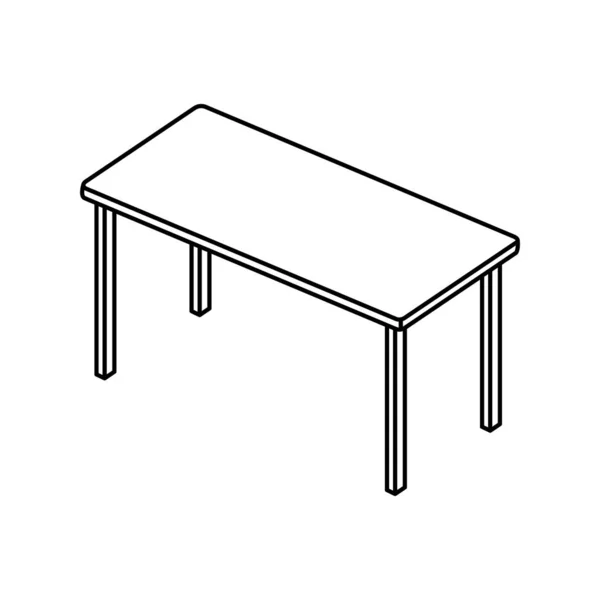 Asztali téglalap bútor vonal stílus ikon — Stock Vector