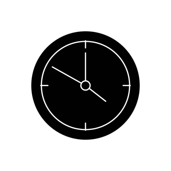 Silhouette of clock wall time isolated icon — Stock Vector