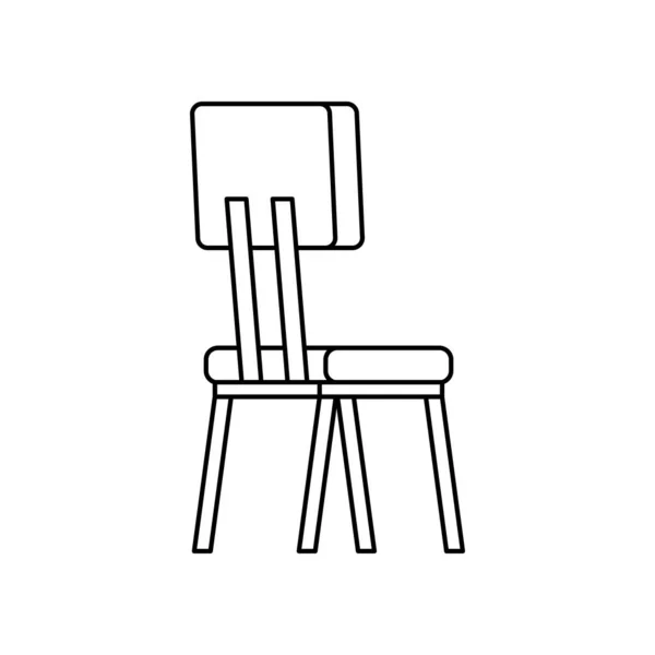 나무 의자 가구 라인 스타일의 아이콘 — 스톡 벡터