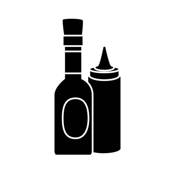 Silhouette de l'ensemble de délicieuses sauces icône isolée — Image vectorielle