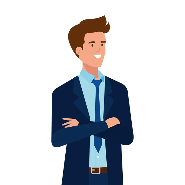 Hombre de negocios elegante icono de carácter avatar — Vector de stock