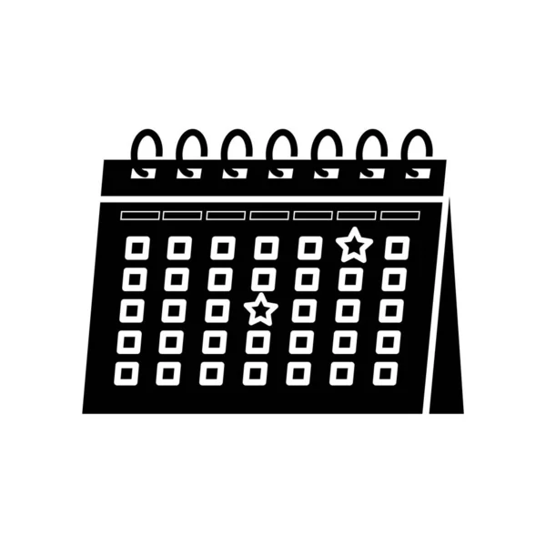 Silhouette des Kalendererinnerungsdatums isoliertes Symbol — Stockvektor