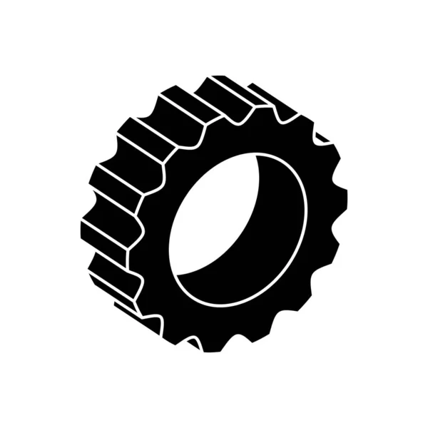 Silhouette of gear pinion machine isolated icon — стоковый вектор