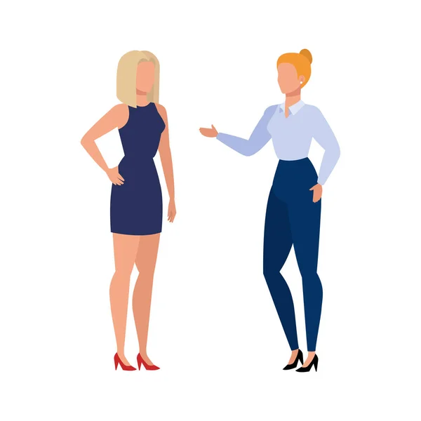 Mujeres de negocios carácter avatar elegante — Vector de stock