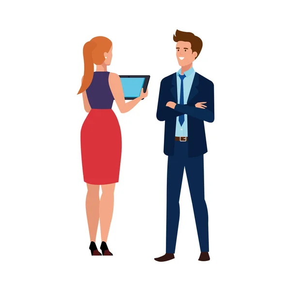 Pareja de negocios elegante carácter avatar — Vector de stock