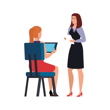 İş kadınları izole edilmiş simge konuşuyor