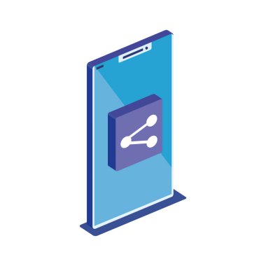 İzole edilmiş izometrik akıllı telefon vektör tasarımı