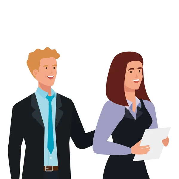 Pareja de negocios elegante carácter avatar — Vector de stock