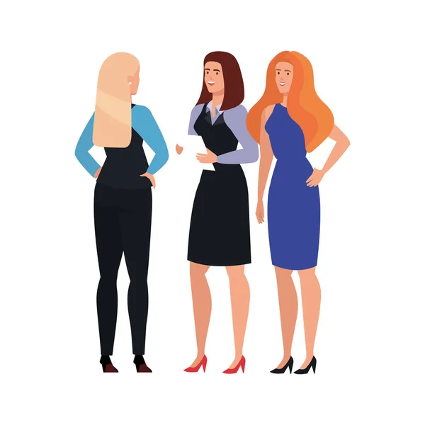 Affärskvinnor som möter avatarkaraktär — Stock vektor