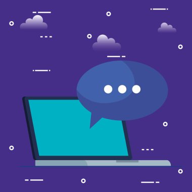 dizüstü bilgisayarınızla konuşma balonu izole simgesinin