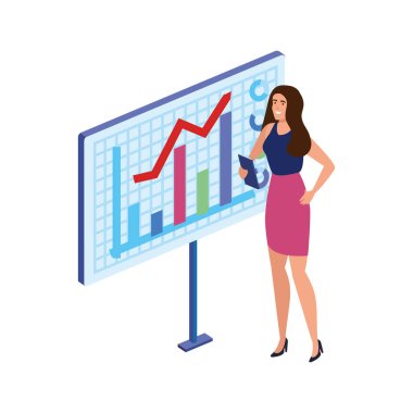 İnfografik izole edilmiş simgeye sahip güzel kadın