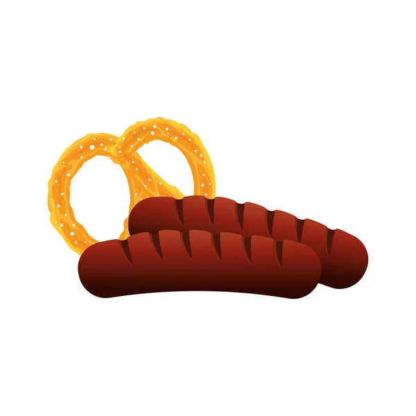 Oktoberfest sausage and pretzel vector design — Stock Vector