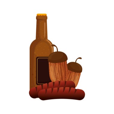 Oktoberfest bira ve sosis vektör tasarımı