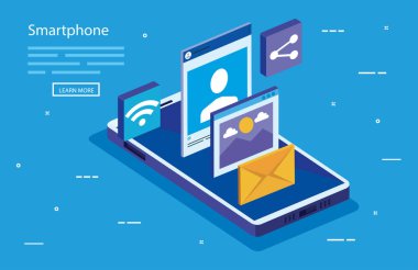 İzometrik dijital akıllı telefon vektör tasarımı