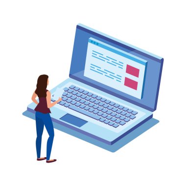 Dizüstü bilgisayarı olan güzel bir kadın