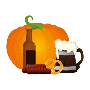 Oktoberfest bira balkabağı ve sosis tasarımı
