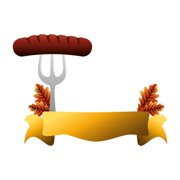 Oktoberfest香肠和缎带矢量设计 — 图库矢量图片