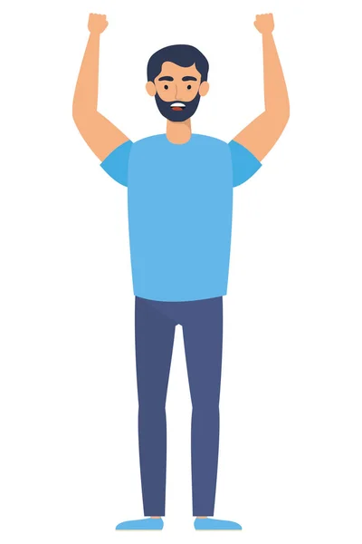 Joven con carácter avatar barba — Vector de stock