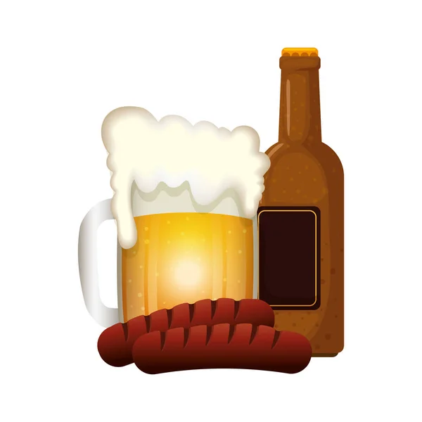 Oktoberfest μπύρα και λουκάνικο διανυσματικό σχεδιασμό — Διανυσματικό Αρχείο