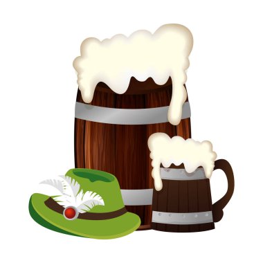 Oktoberfest şapka ve bira vektör tasarımı