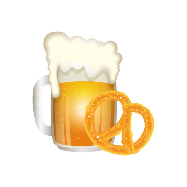 Oktoberfest bier en pretzel vector ontwerp — Stockvector