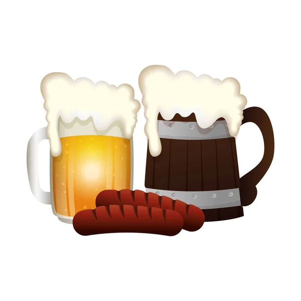 Октоберфест векторний дизайн пива та ковбаси — стоковий вектор