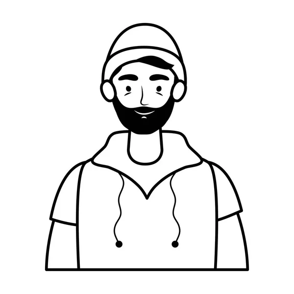 Joven con carácter avatar barba — Vector de stock