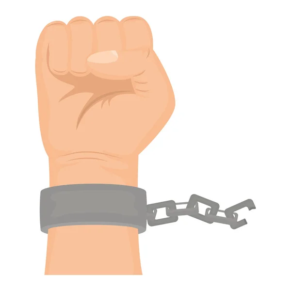Mão punho humano com ícone de cadeia — Vetor de Stock