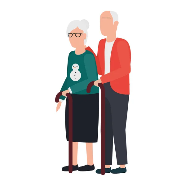 Lindos abuelos avatares personajes — Vector de stock